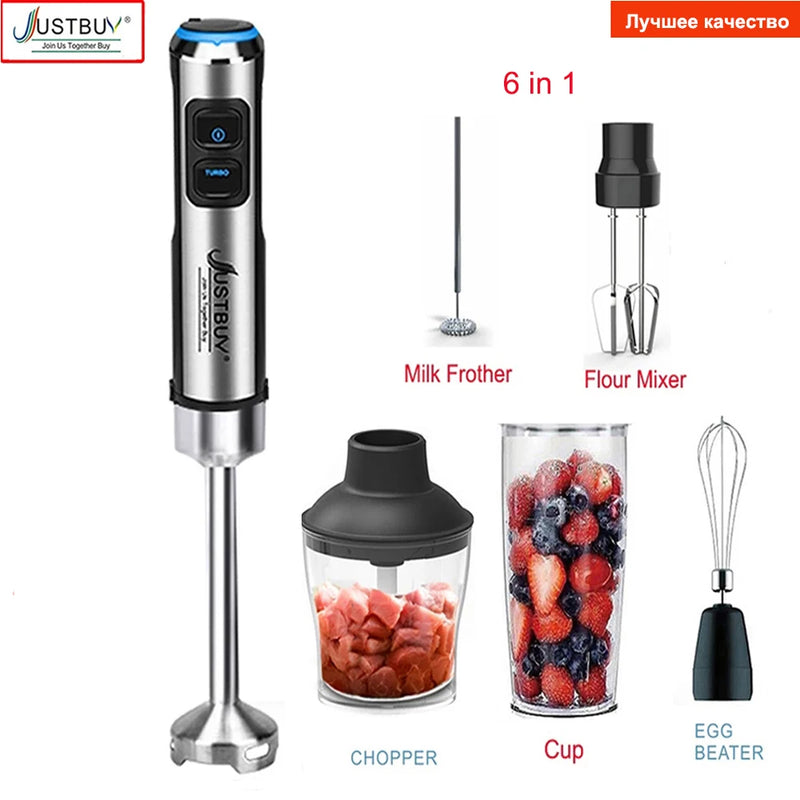 LED Factory Price 1500W 6/4 in 1 Electric Stick Hand Commercial Blender Food Processor Egg Whisk Mixer Juicer Meat Grinder - likehome