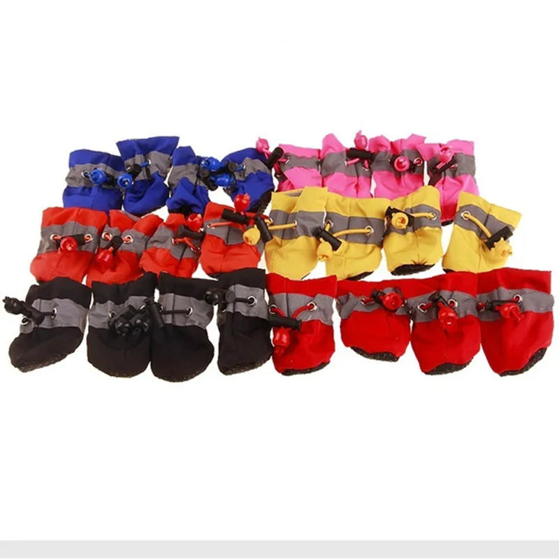 4pcs/set Waterproof Pet Dog Shoes  Anti-slip Rain Boots Footwear for Small Cats Dogs Puppy Dog Pet Booties Pet Paw Accessories - likehome