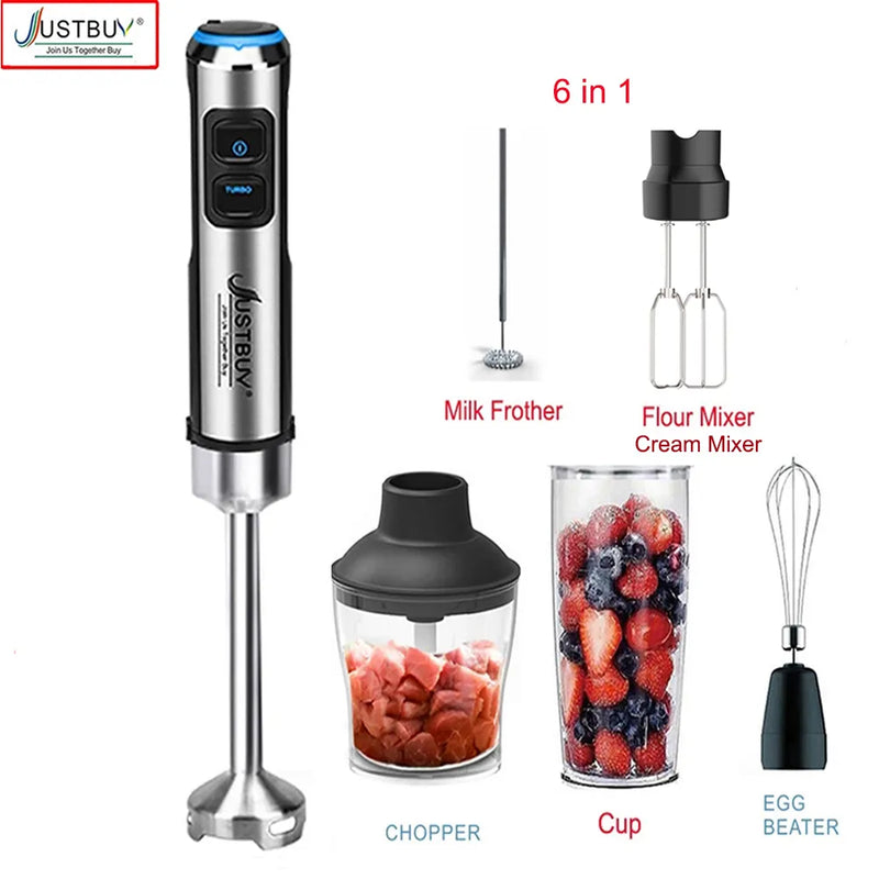 LED Factory Price 1500W 6/4 in 1 Electric Stick Hand Commercial Blender Food Processor Egg Whisk Mixer Juicer Meat Grinder - likehome