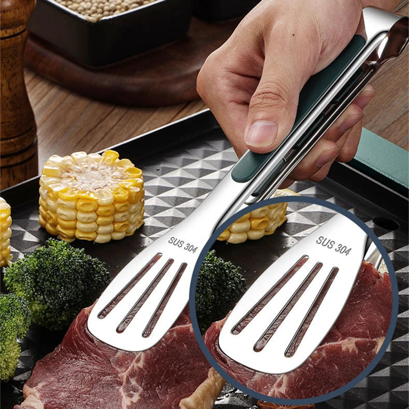 1pc Non Slip Stainless Steel Food Tongs Meat Salad Bread Clip Barbecue Grill Buffet Clamp Cooking Tools Kitchen Accessories - likehome