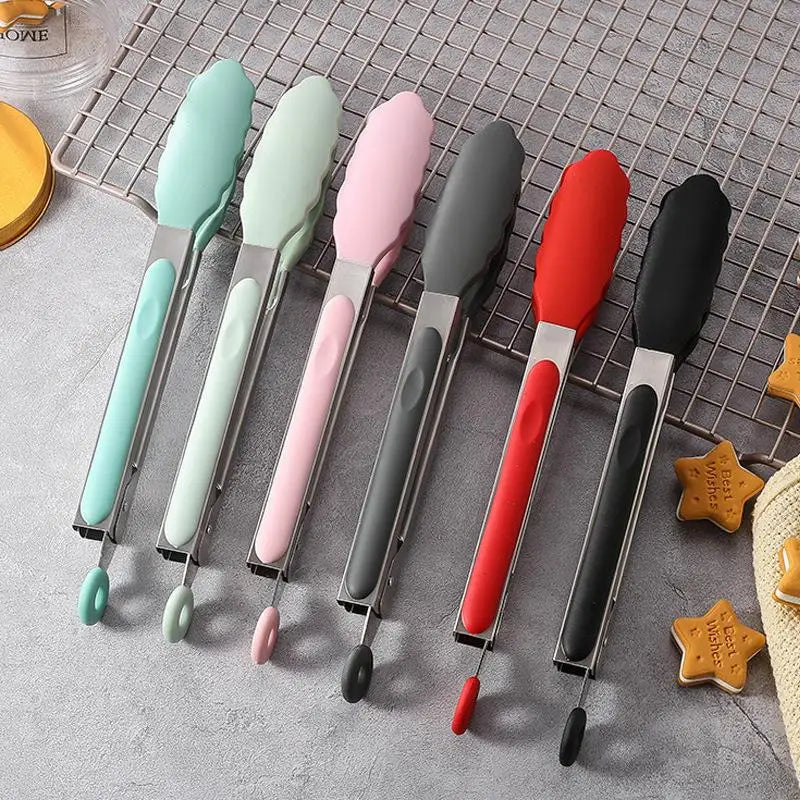 Food Grade Silicone Food Tong Creative Non-Slip Silicone Bread Tong Serving Tong Kitchen Tools BBQ Tools Accessories - likehome