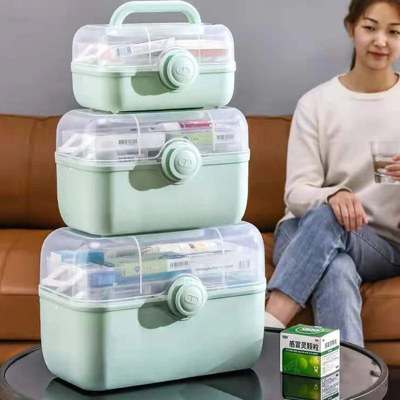 Large Capacity Family Medicine Organizer Box Portable First Aid Kit Medicine Storage Boxes Organizers Plastic Organizing Home - likehome