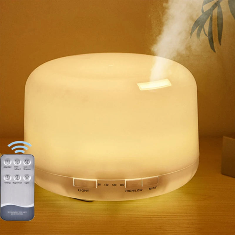 500ml Ultrasonic Air Humidifier Remote Control Essential Oil Diffuser Desktop Aroma Machine Scent Diffuser with LED Night Lights - likehome